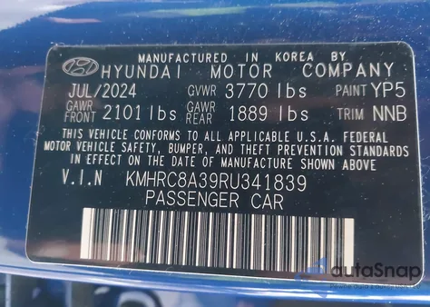 2024 Hyundai Venue Sel z USA, uszkodzony, nr VIN KMHRC8A39RU341839